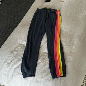 Aviator Nation 5 stripe navy sweatpants